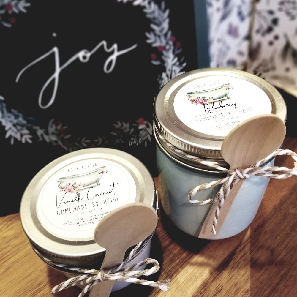 Homemade Vanilla Coconut and Blueberry Sugar Scrub Set